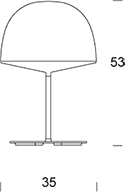 Dimensions lampe de table Cheshire Fontana Arte