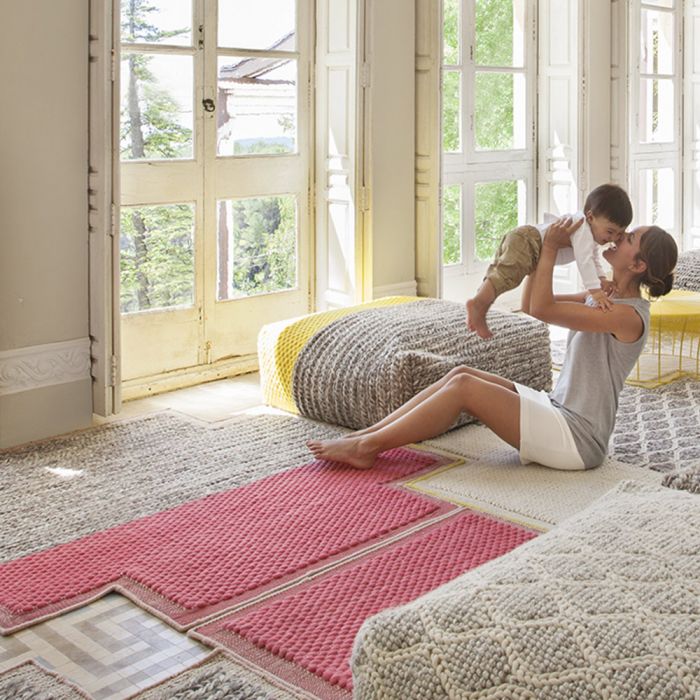 ラグ◆MANGAS マンガス◆Space Plait Square(2404A) GAN | Mangas Space Collection: Square Plait Ivory Rug