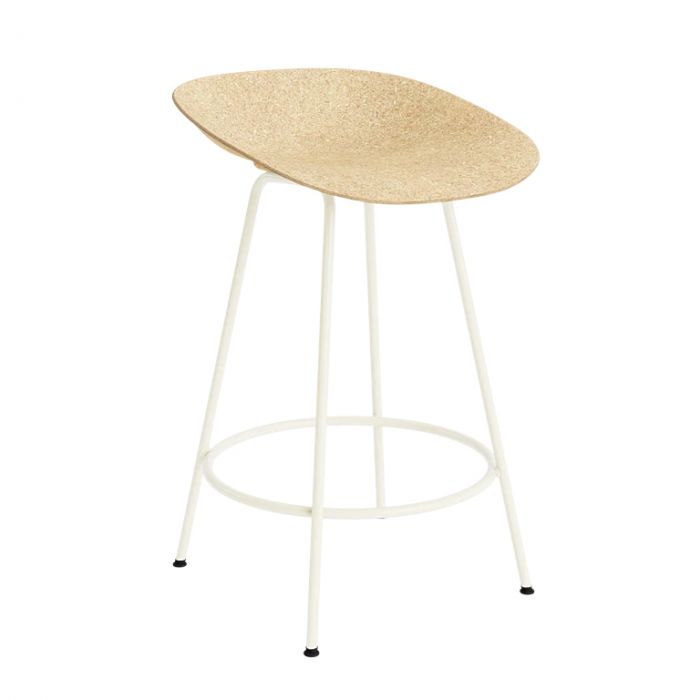 Lot de 2 Tabourets Mat H 65 cm - Structure crème / Assise chanvre (Outlet)