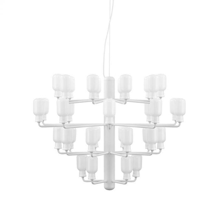 Chandelier Amp - verre blanc/ marbre blanc 