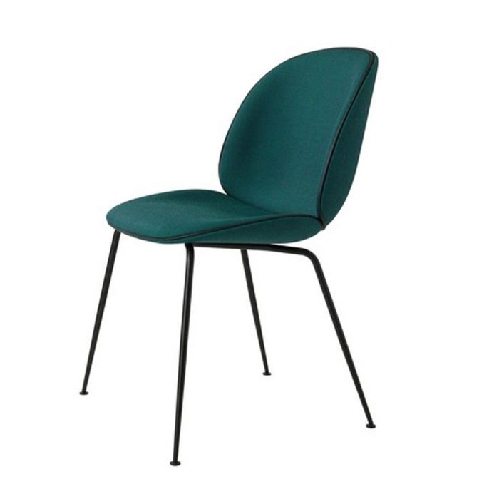 Beetle dining chair piétement noir mat - velours bleu turquoise