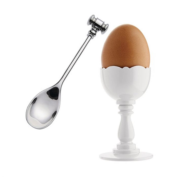 Coquetier Dressed avec Cuillère - Lot de 4 - Blanc