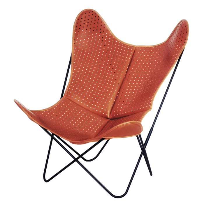 Butterfly AA - Structure Noire, Cuir Ajouré Miel