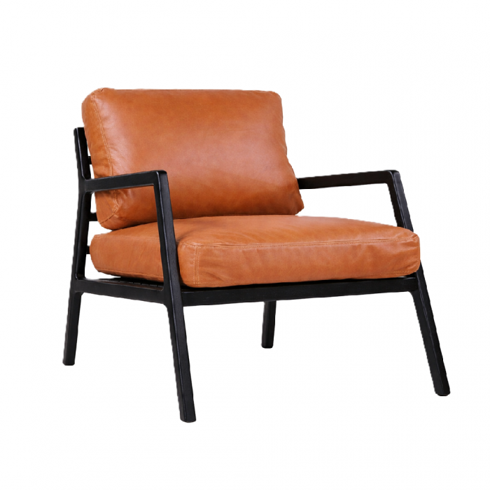 Osaka Fauteuil - Noir / Cuir Walnut Sorensen (Outlet)