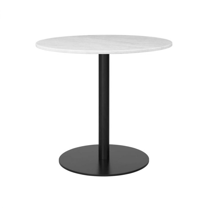 Table GUBI 1.0 Marbre 80 cm - Marbre blanc / Pied noir (Outlet)