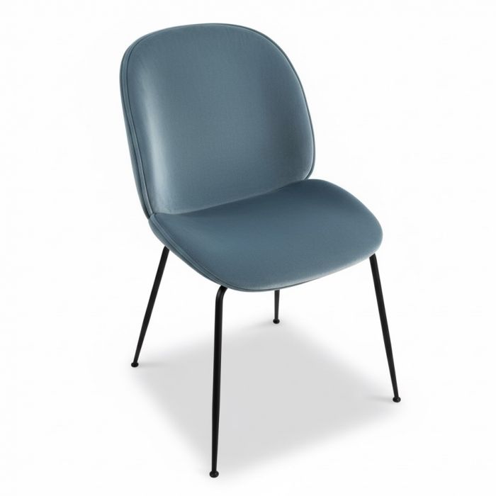 Chaise Beetle - Piétement noir mat / Velours bleu turquoise (Outlet)