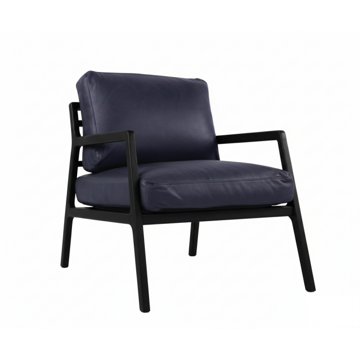 Osaka fauteuil - Chêne clair / Cuir noir Montana (Outlet)