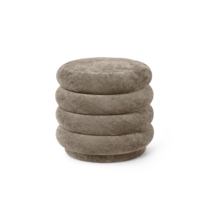 Pouf rond velours délavé