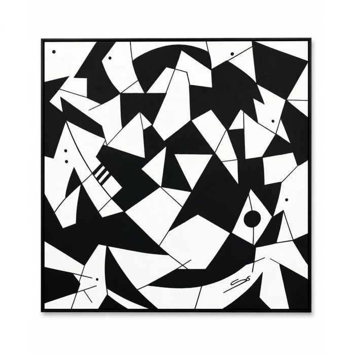 Tableau Abstract Chakra Noir - 100x100 cm
