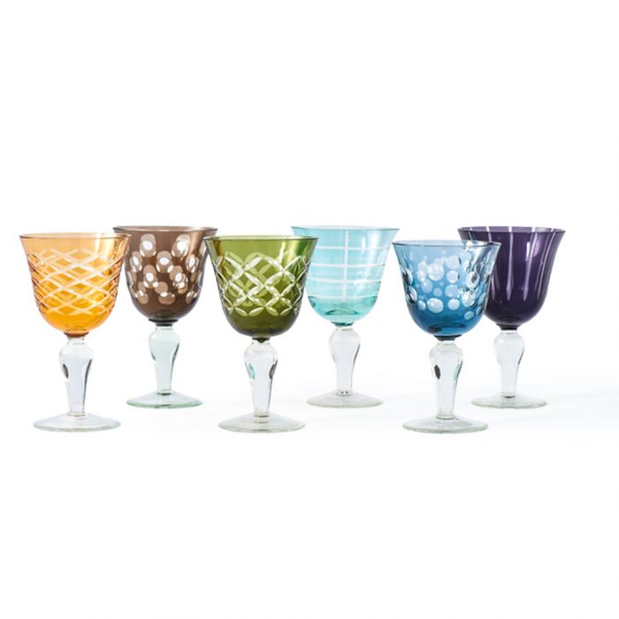 Cuttings verre à vin multicolores (lot de 6)