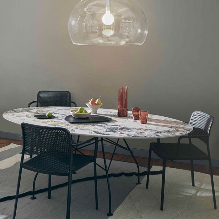 Table Glossy marble ovale