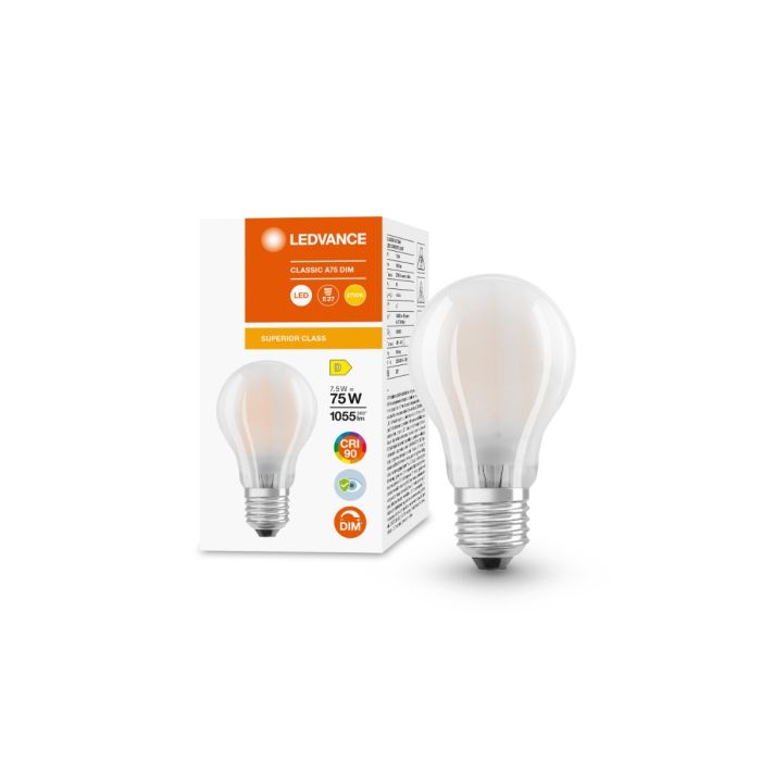 Ampoule LED Standard E27 Dépolie 7.5W Equivalence Halo 75W 2700K Dimmable