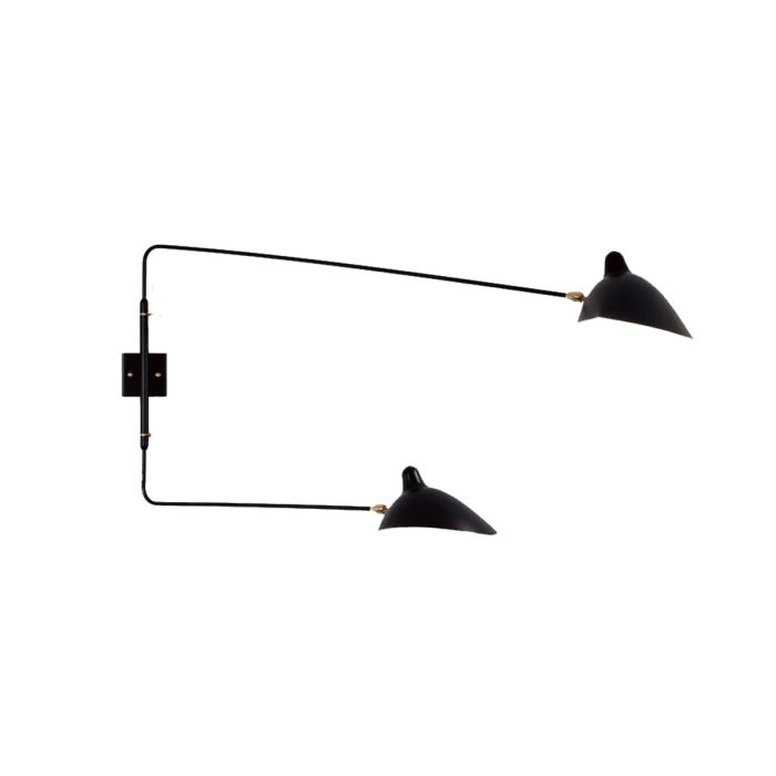 Applique 2 bras droits pivotants