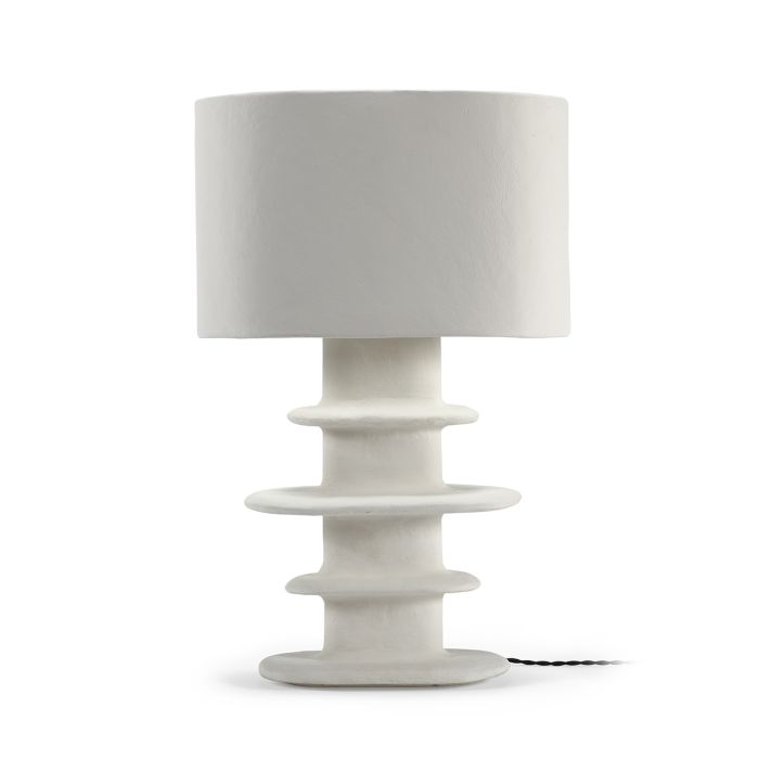 Lampe de table blanche papier maché géométrique Earth