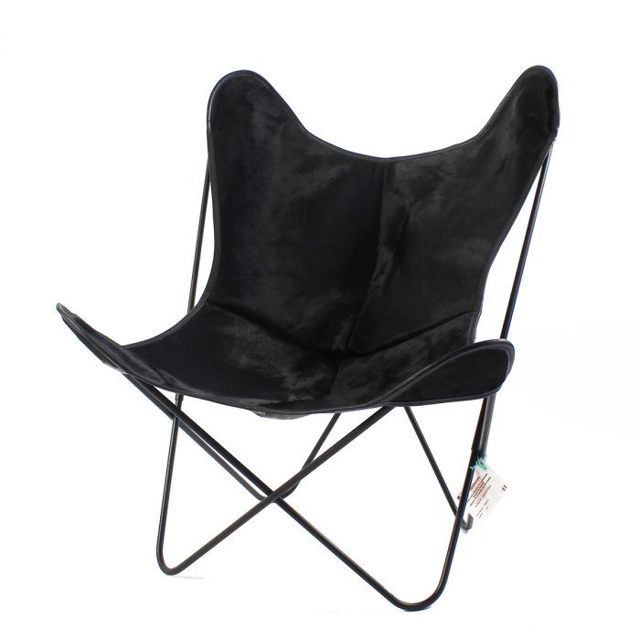 Fauteuil Butterfly AA - peau de vache noire