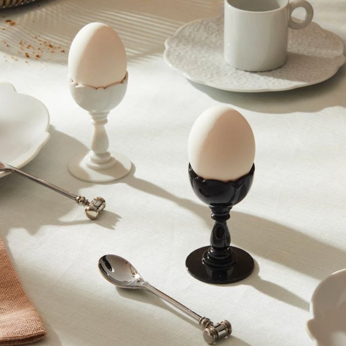 Coquetier Dressed avec Cuillère - Lot de 4 - Blanc