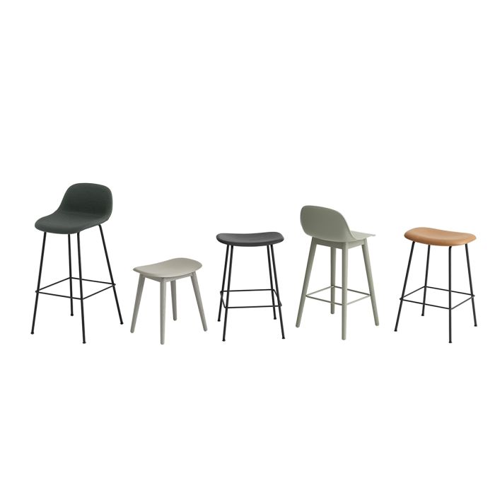 Tabouret Fiber - piètement bois