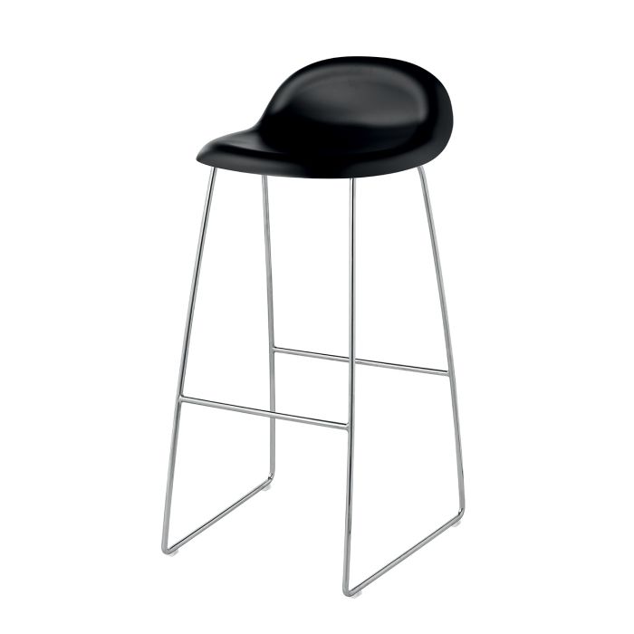 Gubi tabouret 3D pieds chromés noir