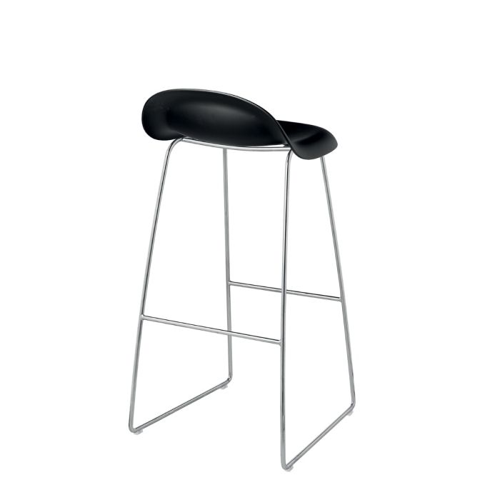Gubi tabouret 3D pieds chromés noir
