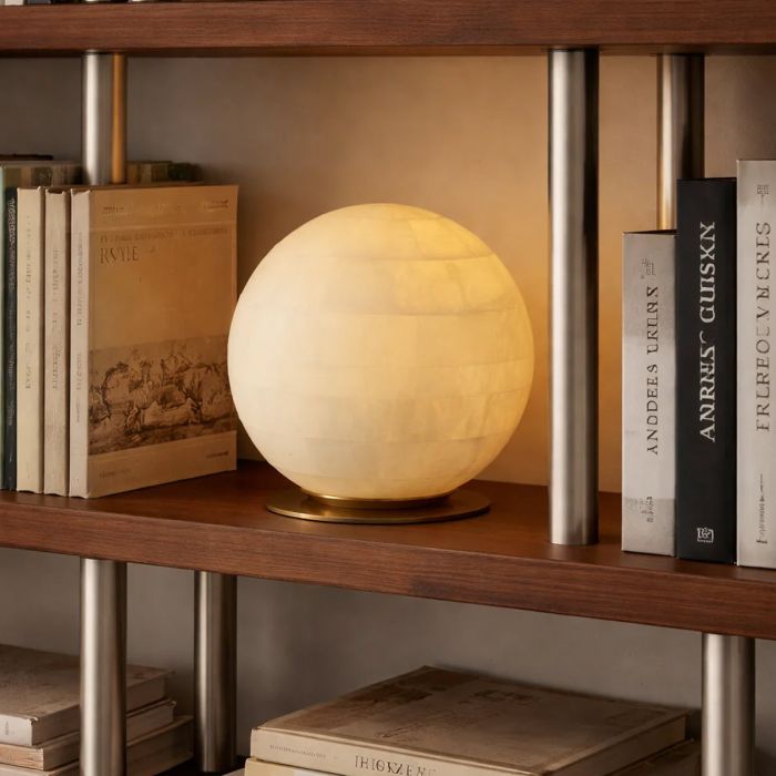 Lampe de table Luna albâtre 