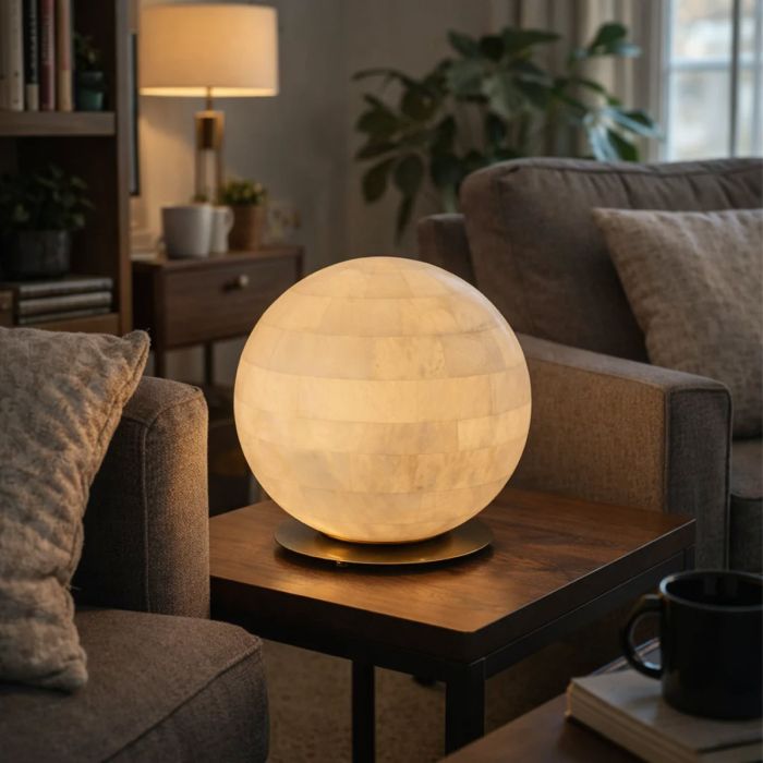 Lampe de table Luna albâtre 