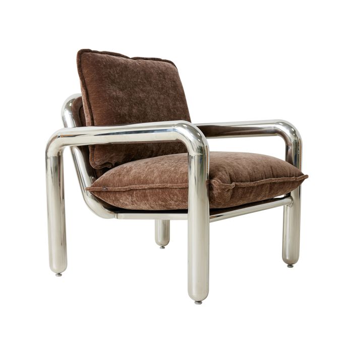 Fauteuil Lounge Chrome - Marron