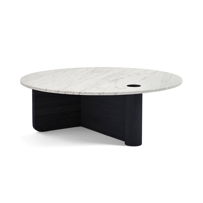 Pi table basse ronde - chêne noir/ marbre blanc