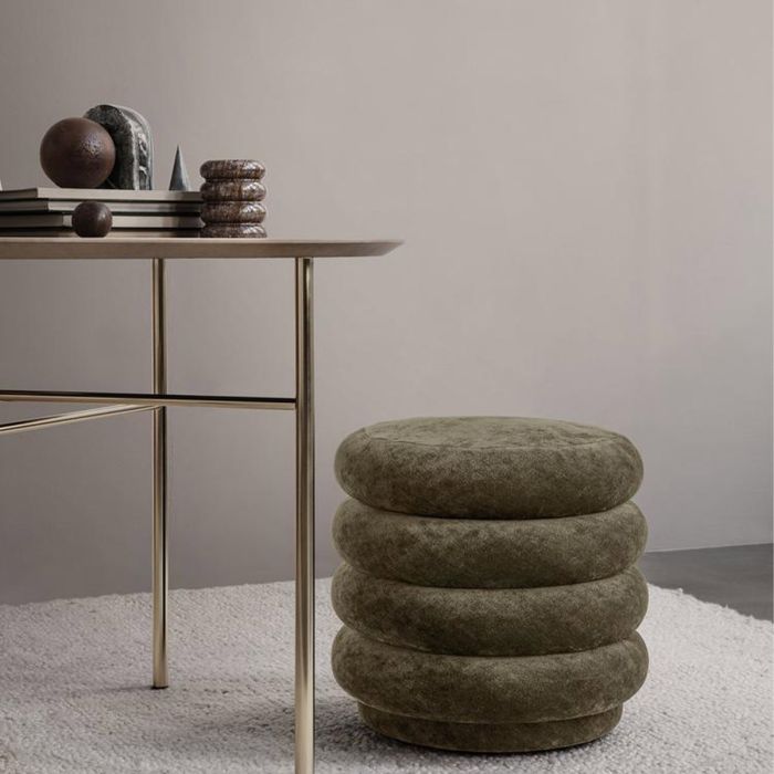 Pouf rond velours délavé