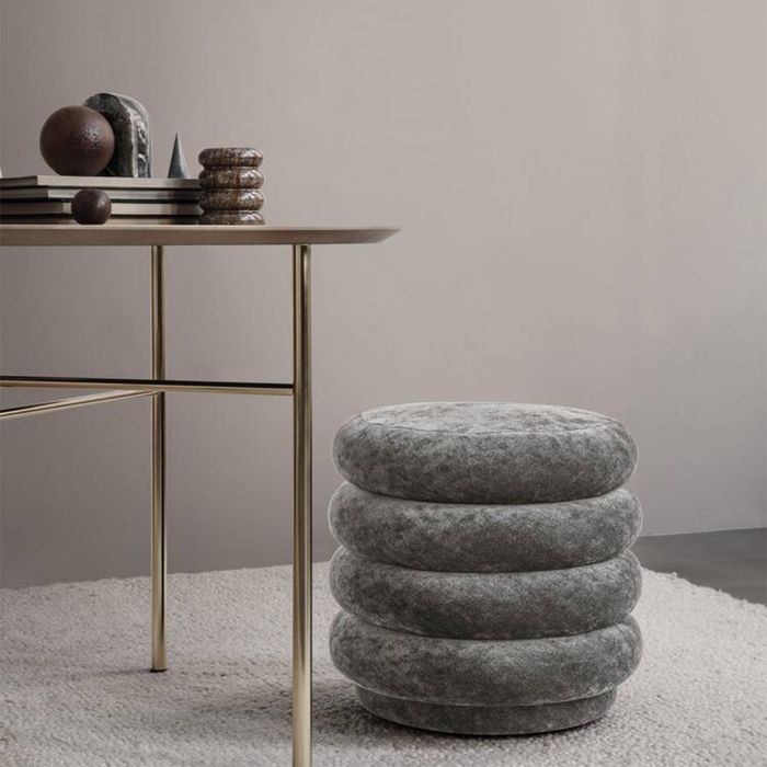 Pouf rond velours délavé