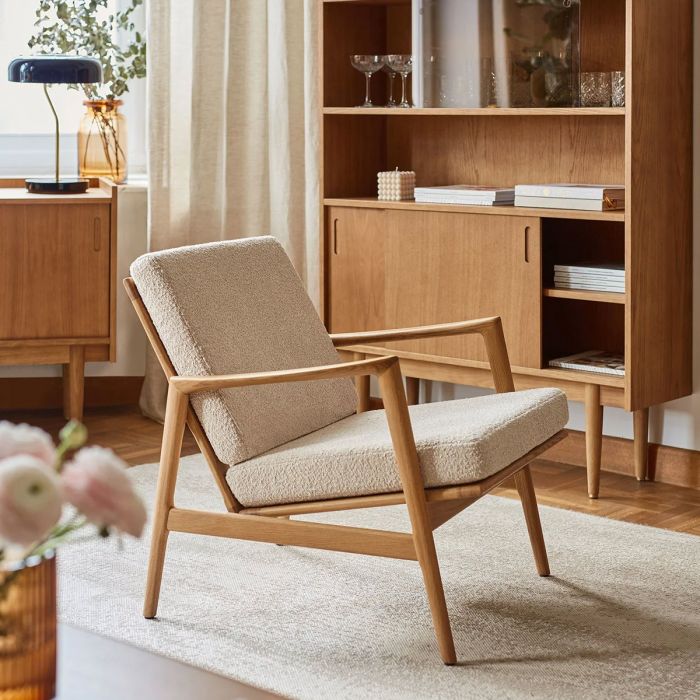 Lounge chair Stefan - Tissu bouclé