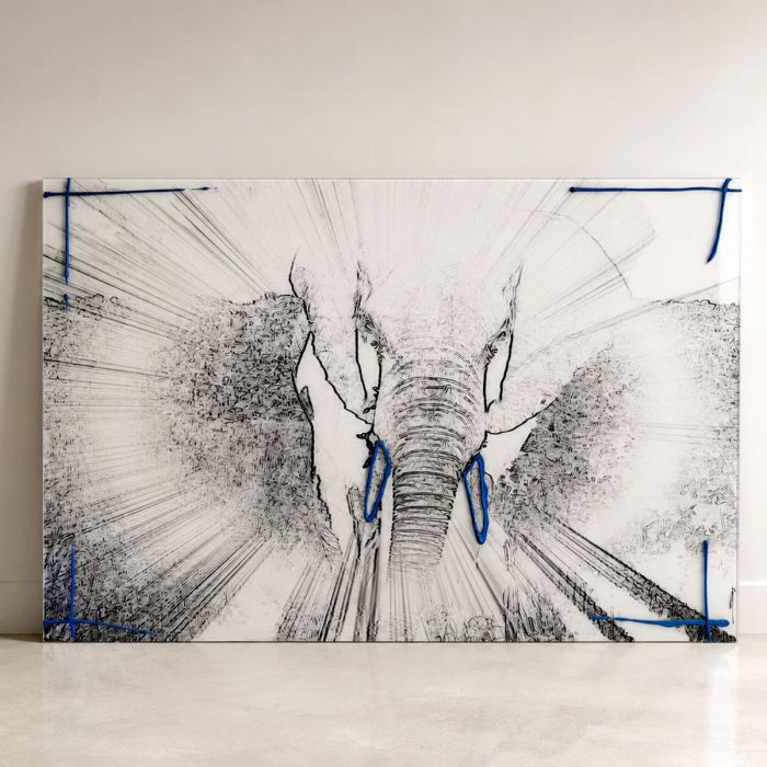 Tableau Elephant No ivory blue