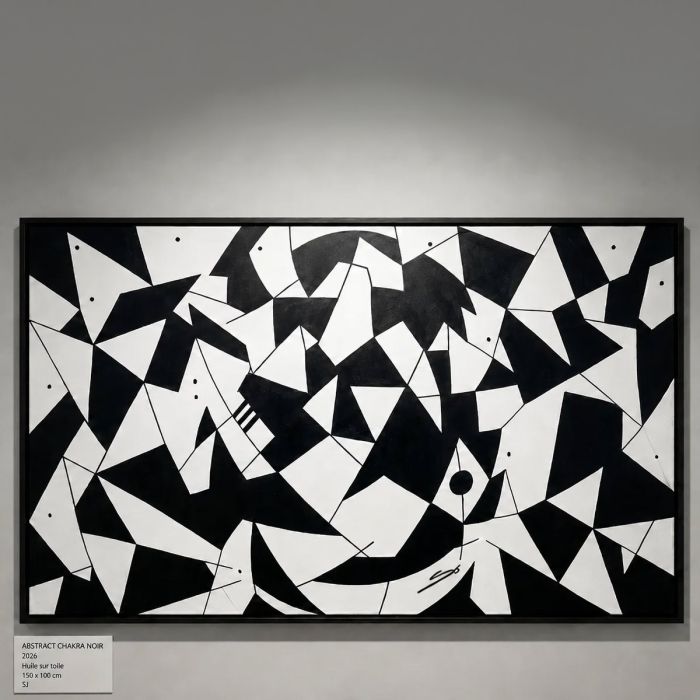 Tableau Abstract Chakra Noir - 100x150 cm