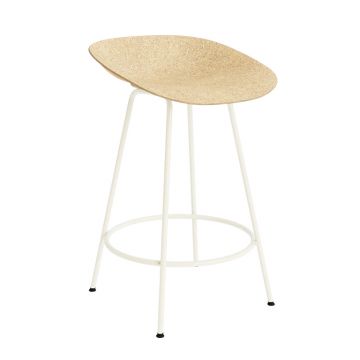 Tabouret Mat H 65 cm - Structure crème et assise chanvre