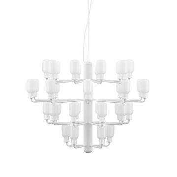 Chandelier Amp - verre blanc/ marbre blanc 