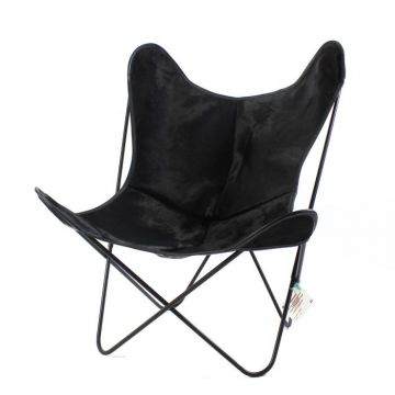 Fauteuil Butterfly AA - peau de vache noire
