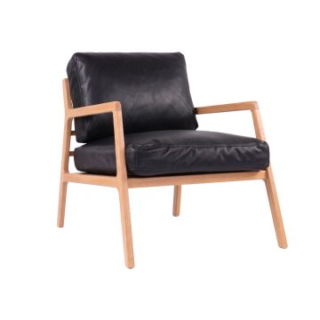 Osaka fauteuil - Chêne clair / Cuir noir Sorensen (Outlet)