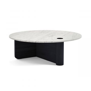 Pi table basse ronde - chêne noir/ marbre blanc