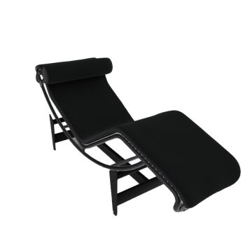 LC4 Chaise Longue à réglage continu-Classicon - Cuir graphite/ Noir