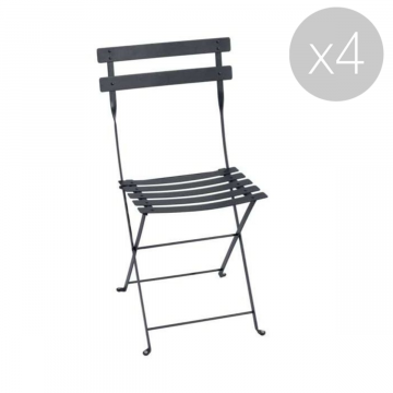 Lot de 4 Chaises métal Bistro - Carbone (Outlet)
