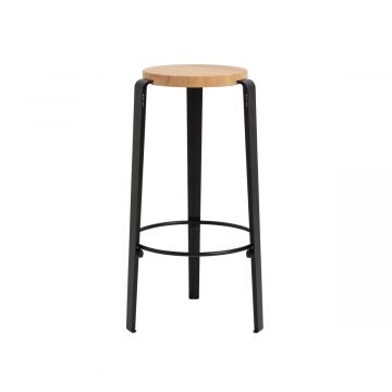 Tabouret Big Lou en Bois - Noir Graphite / Chêne Massif