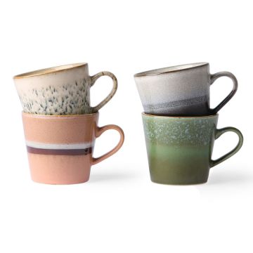 Ceramic 70's Cappuccino Mugs (lot de 4)
