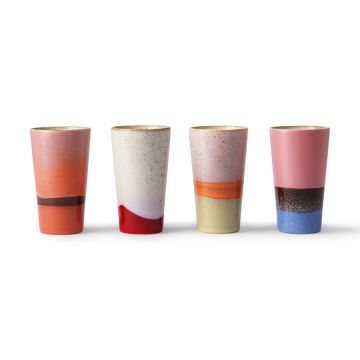 Ceramic 70's Latte Mugs (Lot de 4)