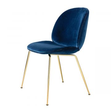 Beetle Chair Velluto Cotone bleu / pieds laitons