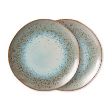 Ceramic 70's Dinner Plate : mineral (Lot de 2)