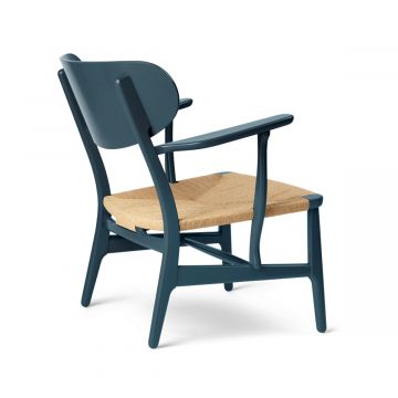 Lounge chair chêne CH22 édition limitée - bleu mer du nord