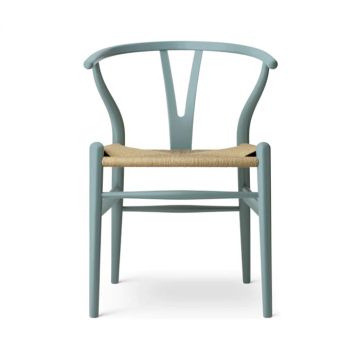 CH24 "The Wishbone Chair"- Bleu Acier/ Naturel