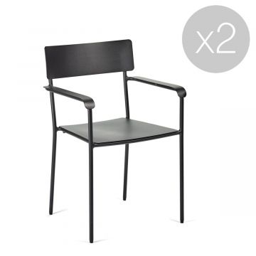 Chaises avec accoudoirs August - Lot de 2