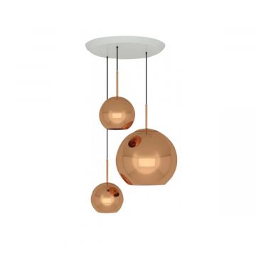 Copper Led trio round pendant system