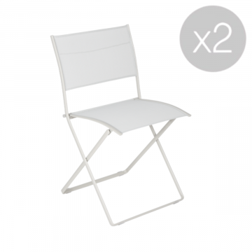 Lot de 2 chaises Pliantes Plein Air - Gris Argile (Outlet)