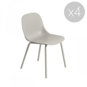 Lot de 4 Chaises Fiber Outdoor - Gris (Outlet)